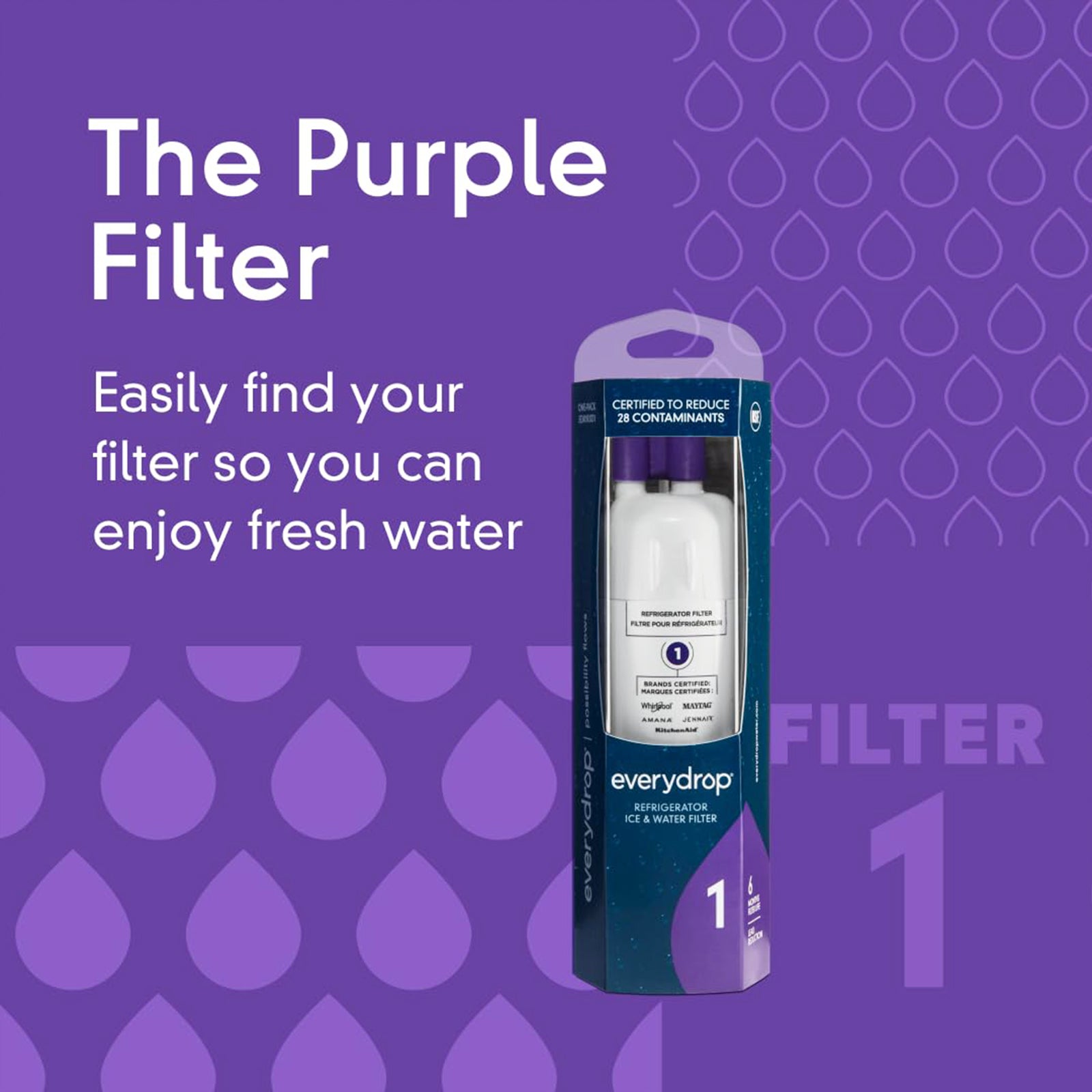 EveryDrop® by Whirlpool Ice and Water Refrigerator Filter 1, EDR1RXD1